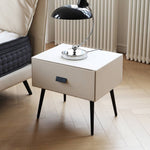 Luxurious Off-White Pine Bed with Premium Leather and Down Upholstery my-380