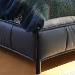 Luxurious Black Pine Bed with Leather Upholstery and Silk Floss Comfort my-381
