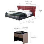 Luxurious Black Pine Bed with Leather Upholstery and Silk Floss Comfort my-381