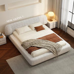 French Cream Style Upholstered Bed, Modern Minimalist Fabric Double Bed for Bedroom ngh-0207-47