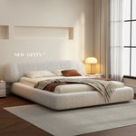 French Cream Style Upholstered Bed, Modern Minimalist Fabric Double Bed for Bedroom ngh-0207-47