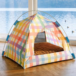 Woven Cat & Dog Bed | Semi-Enclosed Pet House with Cooling Mat, Summer & 4-Season Usep-00646