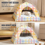 Woven Cat & Dog Bed | Semi-Enclosed Pet House with Cooling Mat, Summer & 4-Season Usep-00646
