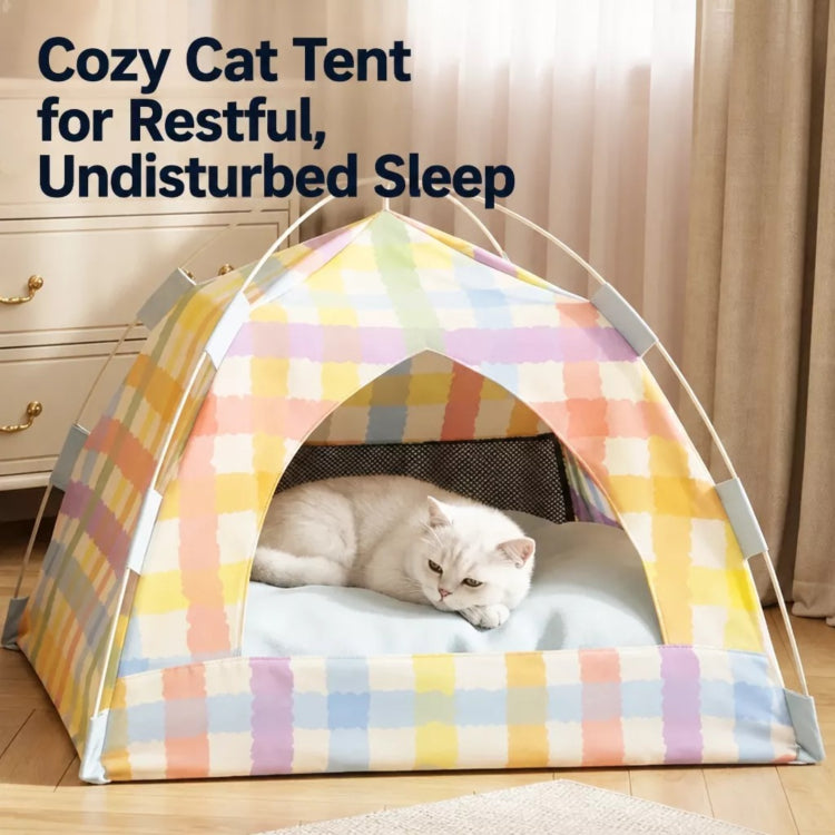 Woven Cat & Dog Bed | Semi-Enclosed Pet House with Cooling Mat, Summer & 4-Season Usep-00646