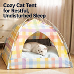 Woven Cat & Dog Bed | Semi-Enclosed Pet House with Cooling Mat, Summer & 4-Season Usep-00646