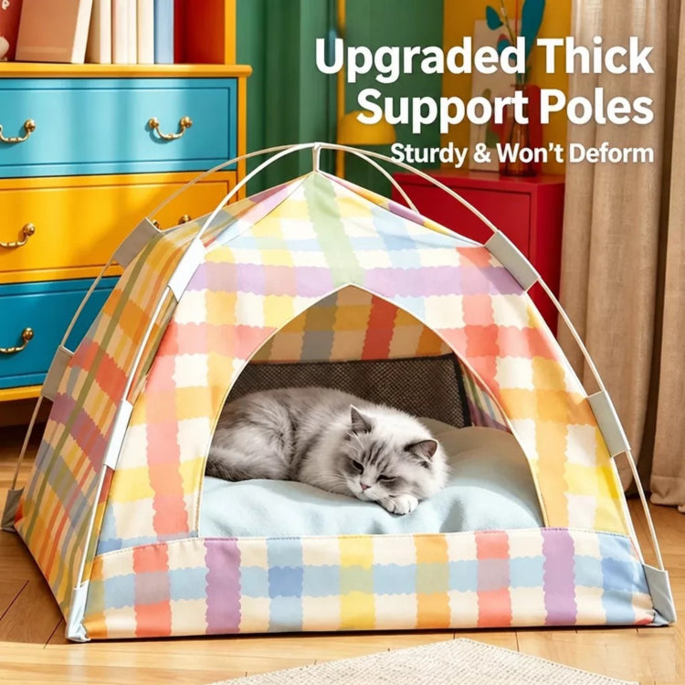 Woven Cat & Dog Bed | Semi-Enclosed Pet House with Cooling Mat, Summer & 4-Season Usep-00646