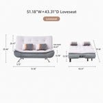 Sleek Foldable Fabric Sofa Bed, 2-Seater Convertible Sleeper Couch for Small Spaces & Livingroom qm-10