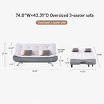 Sleek Foldable Fabric Sofa Bed, 2-Seater Convertible Sleeper Couch for Small Spaces & Livingroom qm-10
