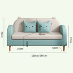 Stylish Light Gray Sofa with Off White, Mint Green, Grass Pink, and Yellow Wood Accents – Premium Cotton Upholstery qm-11