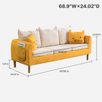 Modern Yellow Fabric Sofa Set, Cute Cat Ear-Shaped 2/3-Seater Couch for Living Room qm-12