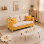 Modern Yellow Fabric Sofa Set, Cute Cat Ear-Shaped 2/3-Seater Couch for Living Room qm-12