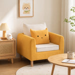 Modern Yellow Fabric Sofa Set, Cute Cat Ear-Shaped 2/3-Seater Couch for Living Room qm-12