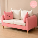 Modern Yellow Fabric Sofa Set, Cute Cat Ear-Shaped 2/3-Seater Couch for Living Room qm-12