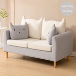Modern Yellow Fabric Sofa Set, Cute Cat Ear-Shaped 2/3-Seater Couch for Living Room qm-12