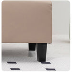 Modern Techno Fabric Sofa in Dark Blue, Light Gray, Khaki, and Orange with Wood Accents - Durable Nylon Upholstery qm-14