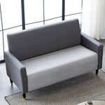 Stylish Dark Blue and Light Gray Sofa with Green Wood Accents - Techno Fabric and Cotton Blend for Ultimate Comfort qm-6