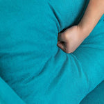 Stylish Mint Green & Yellow Cotton Sofa with Dark Wood Accents - Perfect for Modern Living Room Decor qm-7