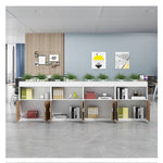 Multi-Purpose Storage Cabinet with Natural Wood Finish and White & Gray Particle Board Shelves qs-154