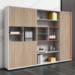 Stylish White Particle Board Cabinet with Natural Wood Accents - Perfect for Modern Living Spaces qs-156