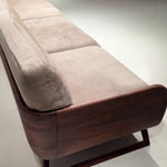 Black Walnut Wood Sofa for Living Room or Office, Straight-Line Luxury Modern Couch qsmz-0203-39