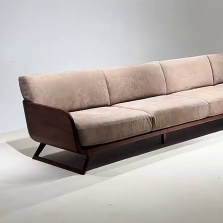 Black Walnut Wood Sofa for Living Room or Office, Straight-Line Luxury Modern Couch qsmz-0203-39