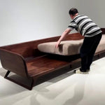 Black Walnut Wood Sofa for Living Room or Office, Straight-Line Luxury Modern Couch qsmz-0203-39