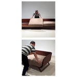 Black Walnut Wood Sofa for Living Room or Office, Straight-Line Luxury Modern Couch qsmz-0203-39