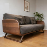 Minimalist Solid Wood Sofa, North American Black Walnut Straight-Line Fabric Couch for Small Living Spaces ssbm-0203-36