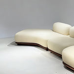 Italian Modern Minimalist Curved Solid Wood Leather Sofa, Soft Cream-Tone Luxury Couch sz-0207-46