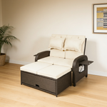 Wicker Outdoor Daybed,3-in-1 Convertible Design Reclining Sofa,Rattan Daybed-T3971P481100 - 场景图