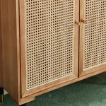 Stylish Rattan & Ash Wood Multi-Layer Cabinet with Metal Accents tzm-514