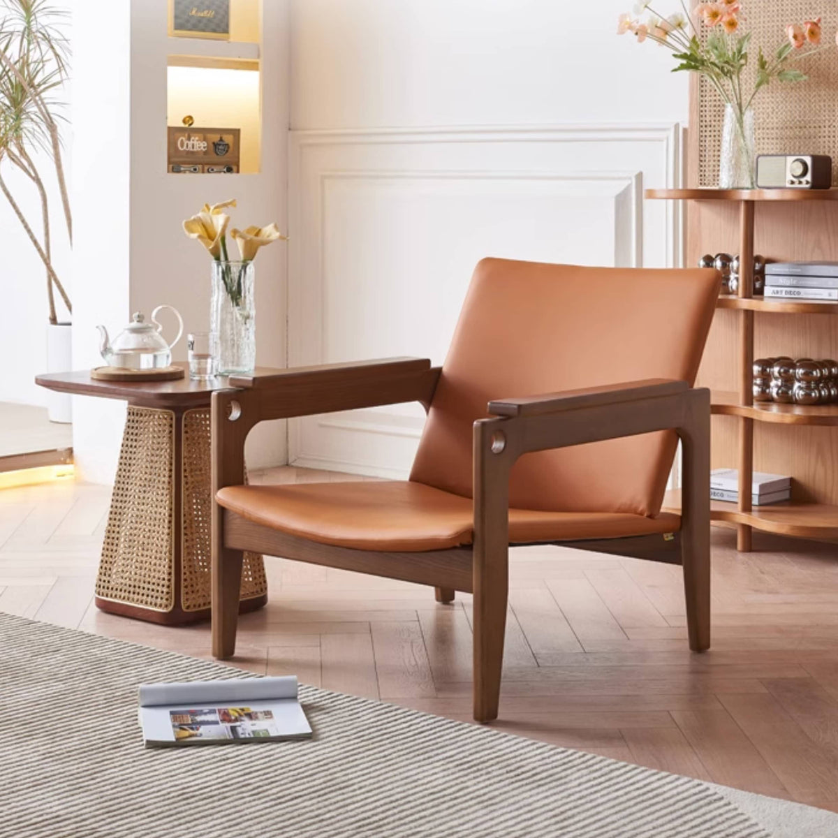 Stylish Brown Rattan & Ash Wood Tea Table for Modern Living Spaces tzm-518