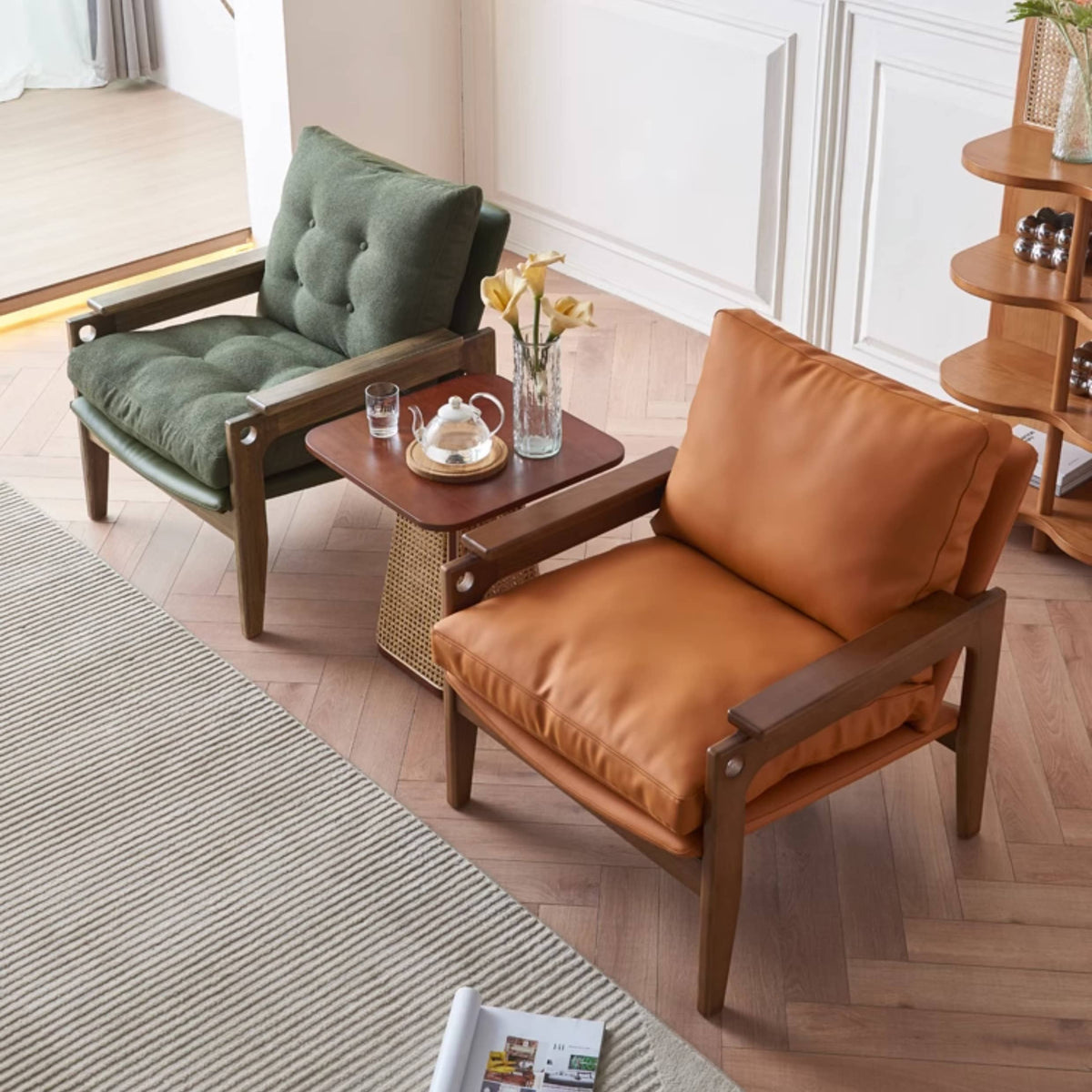 Stylish Brown Rattan & Ash Wood Tea Table for Modern Living Spaces tzm-518