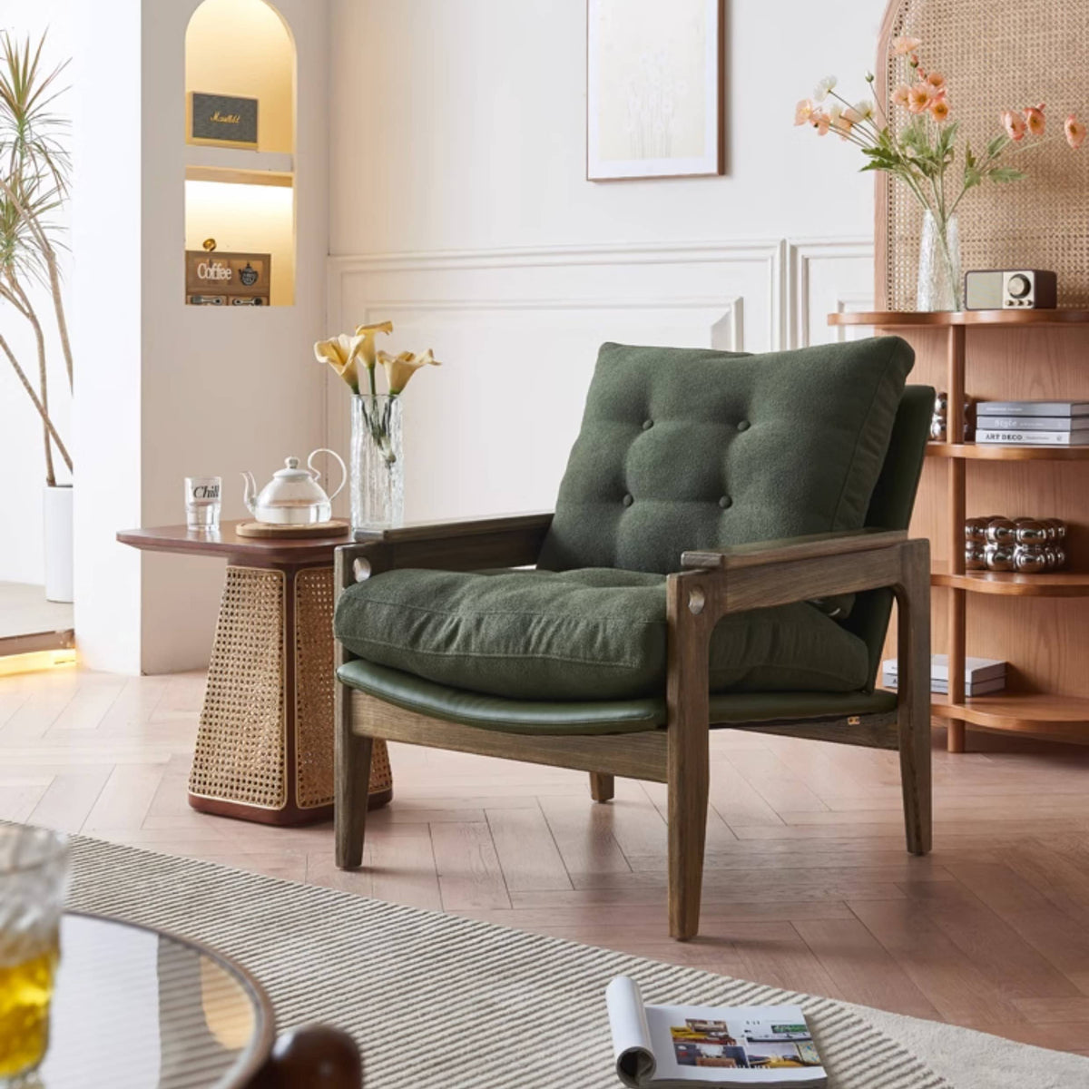 Stylish Brown Rattan & Ash Wood Tea Table for Modern Living Spaces tzm-518