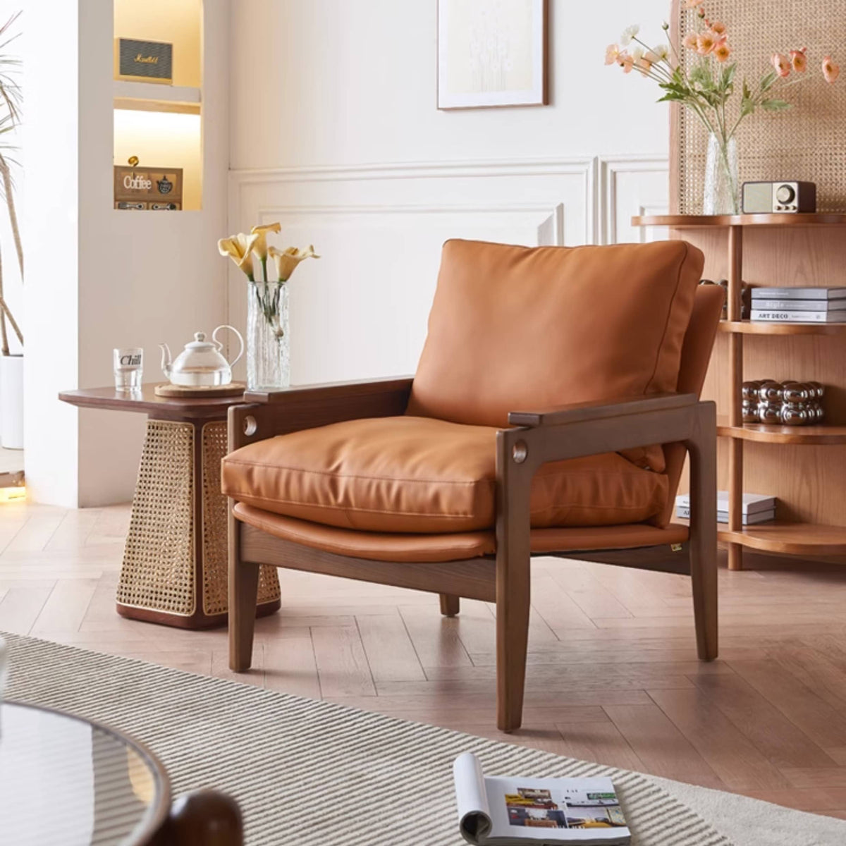 Stylish Brown Rattan & Ash Wood Tea Table for Modern Living Spaces tzm-518