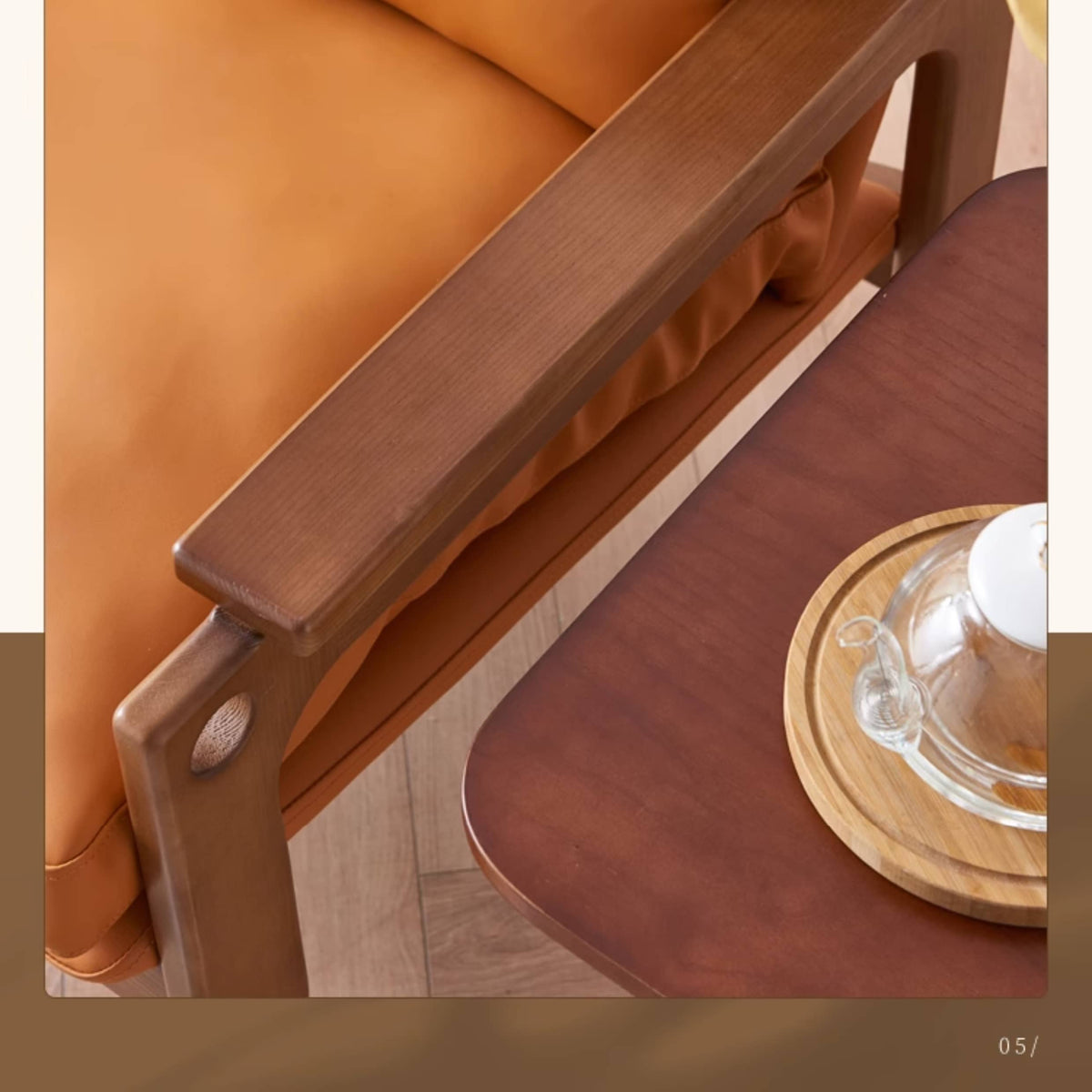 Stylish Brown Rattan & Ash Wood Tea Table for Modern Living Spaces tzm-518