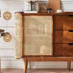 Stunning Brown Rattan and Ash Wood Cabinet - Stylish Storage Solution tzm-519