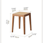 Stylish Rattan & Ash Wood Stool in Black, Brown, or Light Natural Finish tzm-522