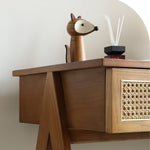 Elegant Natural Ash Wood Table with Rattan Design for Modern Homes tzm-523