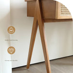 Stylish Natural Wood Ash Rattan Chair with Synthetic Leather Seat tzm-524