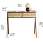 Stylish Natural Wood Ash Rattan Chair with Synthetic Leather Seat tzm-524