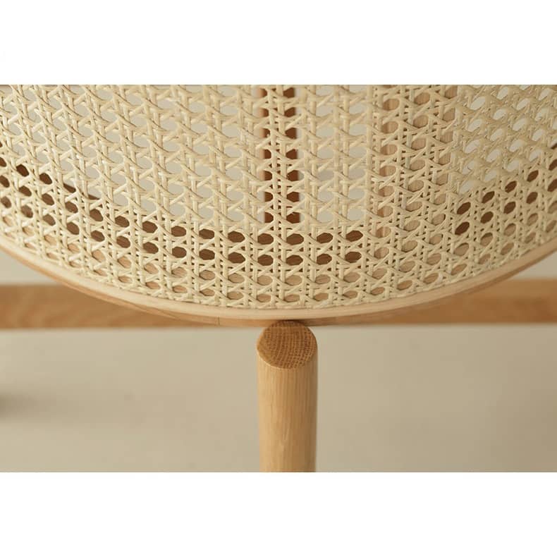 Stylish Natural Oak Wood Tea Table with Rattan Accents tzm-528