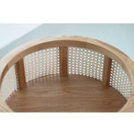 Stylish Natural Oak Wood Tea Table with Rattan Accents tzm-528
