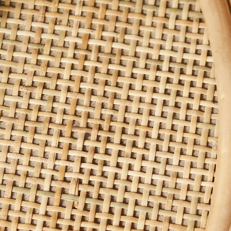 Natural Wood Tea Table with Rattan Accents and Glass Top – Elegant and Durable tzm-529