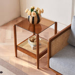Stylish Brown Rattan Tea Table with Elegant Ash Wood Finish tzm-532