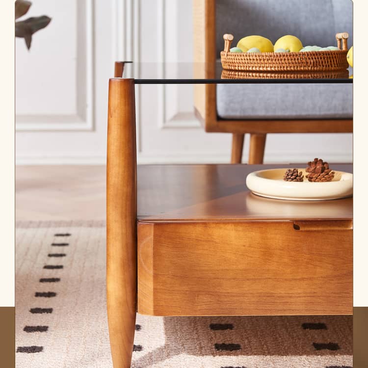 Stylish Brown Rattan Tea Table with Elegant Ash Wood Finish tzm-532