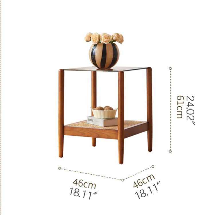 Stylish Brown Rattan Tea Table with Elegant Ash Wood Finish tzm-532