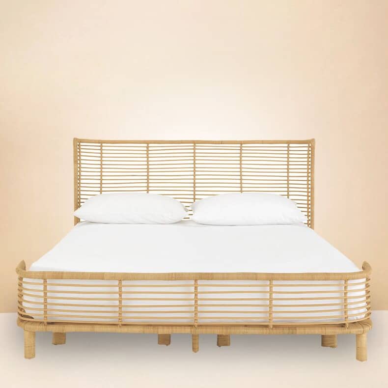 Natural Wood & Rattan Bedside Cabinet - Elegant & Stylish Nightstand for Bedroom Decor tzm-540