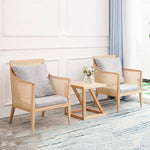 Modern Multi-Tone Rattan & Ash Wood Chair with Cotton-Ramie Upholstery tzm-541