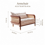 Modern Minimalist Solid Wood & Rattan Fabric Sofa Set, Beige Scandinavian Living Room Couch, 2-Seater/3-Seater tzm-543